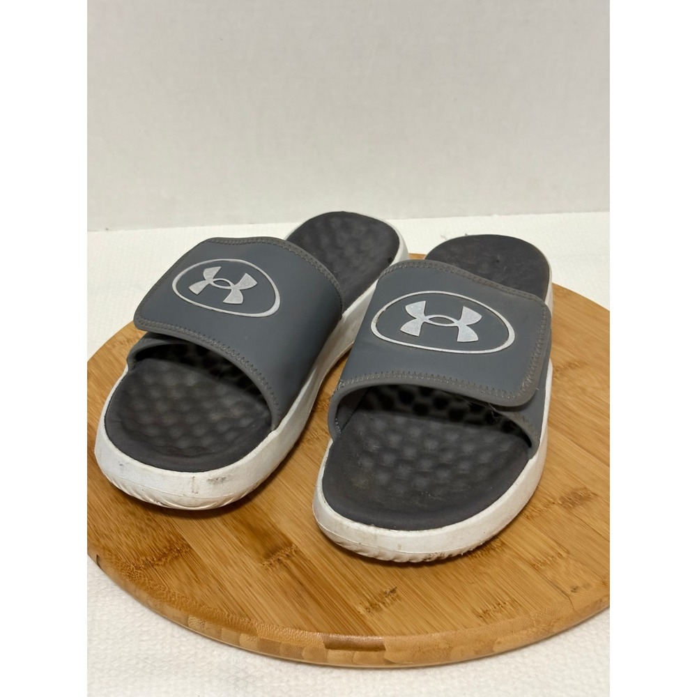 Under Armour Ignite VI Men Gray White Athletic Slide Sandals 3000337-024 Size 12